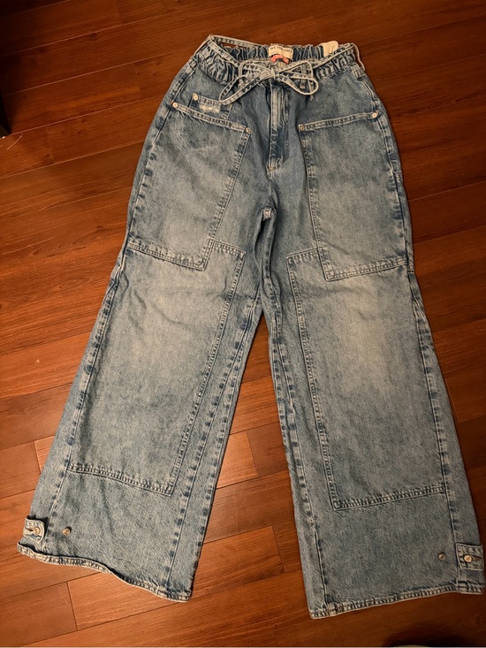 Free People Denim - Free People We The Free CRVY Wide Leg Utility Jeans Large Patch Pocket